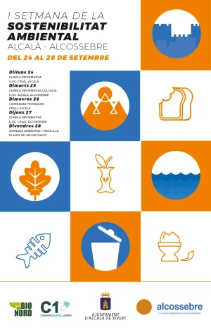Cartel con creatividad para taller teatral de semana sostenibilidad Alcala-Alcossebre